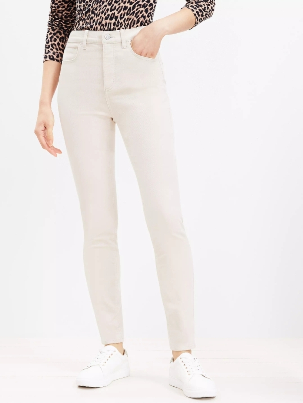LOFT Women's High Waist Skinny Corduroy Pants Size 27/4 Off White Cream New